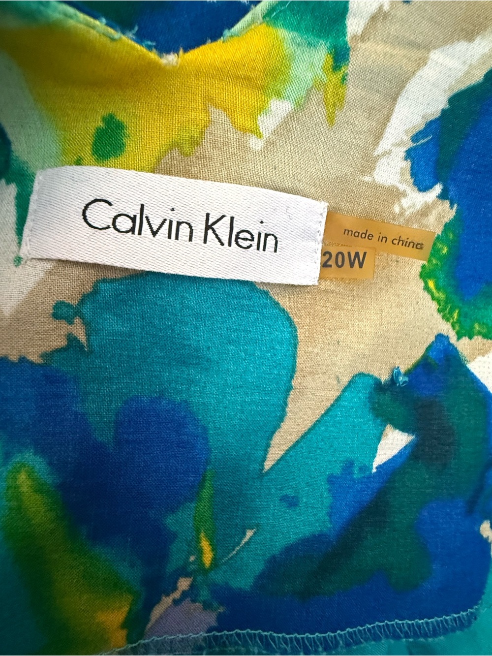 Calvin Klein Multicolor Watercolor Print Sleeveless Midi Dress Size 20W - Picture 6 of 7